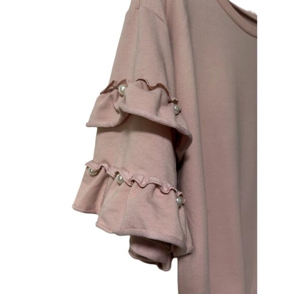 Ruffled Pearl Accent 3/4 Sleeve Blouse‎ Large Ana A New Approach - Picture 2 of 7